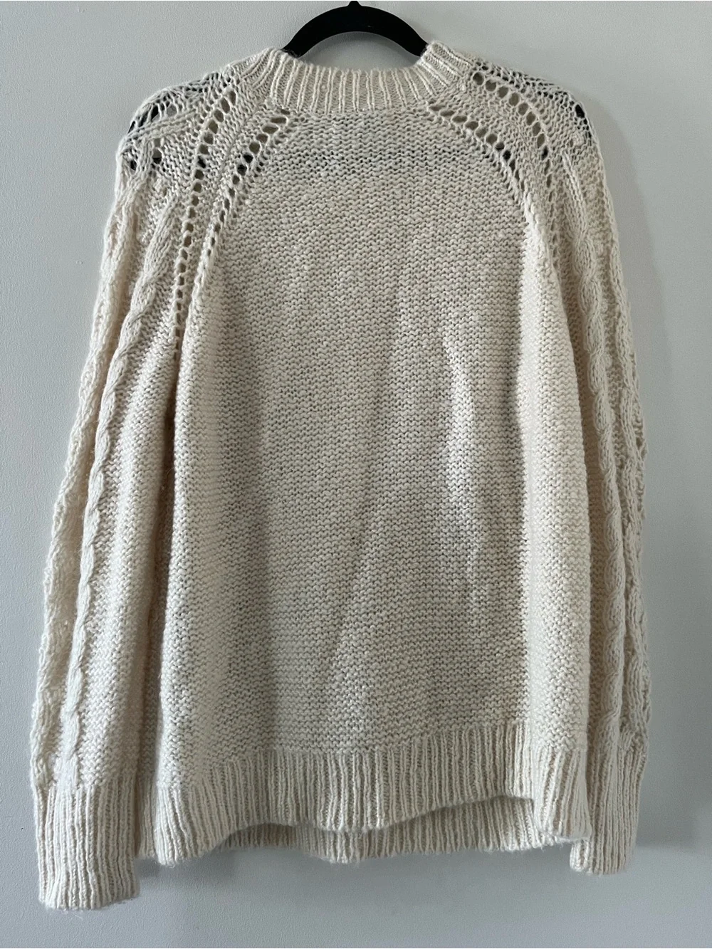 J Crew Cream Chunky Knit Alpaca Wool Blend Cable Knit Sweater Medium Oversized
